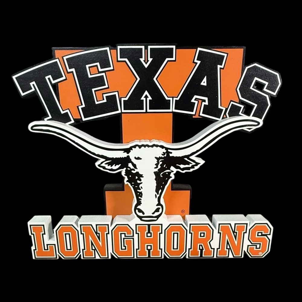 Texas‎ Longhorns Shelia's Collectibles Wooden Shelf Sitter 9x10" NOS 1999